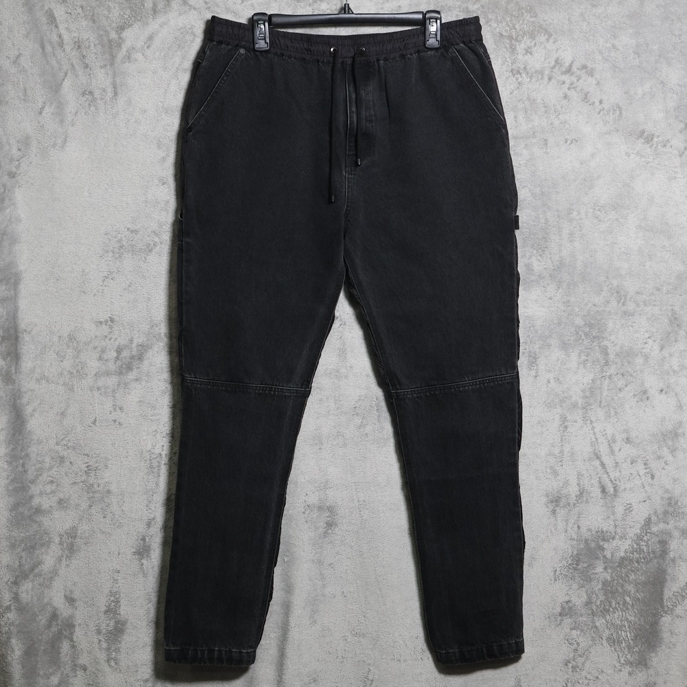FRAME Jeans Men 34x31 Large Black Carpenter Tapered Athletic Joggers Denim Pants